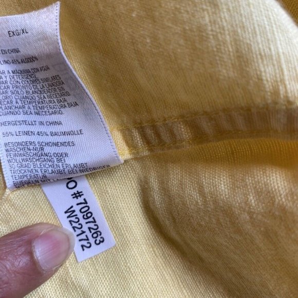 Nautica Linen Blend Shirt‎ Mens XL Button Up Short Sleeve Pocket Summer Yellow - Picture 9 of 12